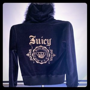 Black juicy couture velour jacket with gold print